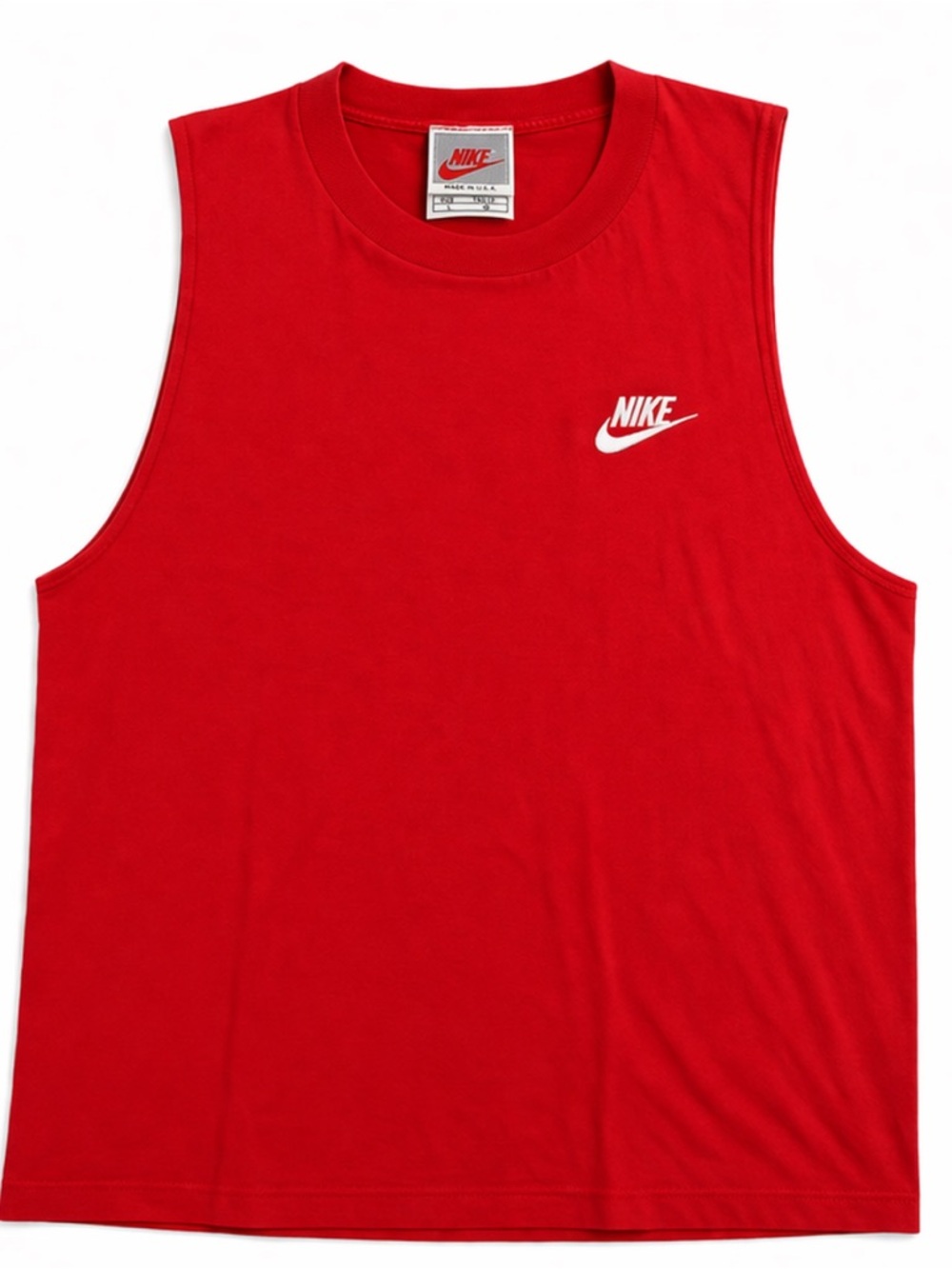 Vintage Nike Made in USA Sleeveless Shirt Red Swoosh Tank Top 90s Y2K Large Tee